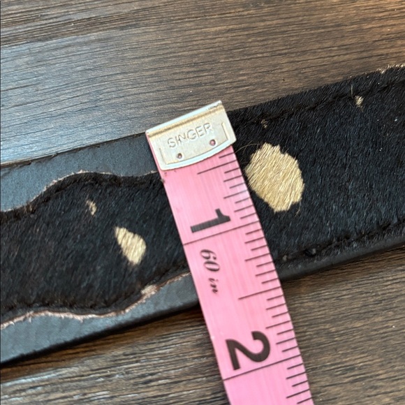 American Bison Genuine Leather, Hair Concho,silvertone removable buckle Western
